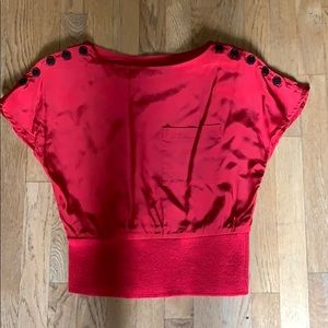 Oscar de la Renta Red Silk Blouse